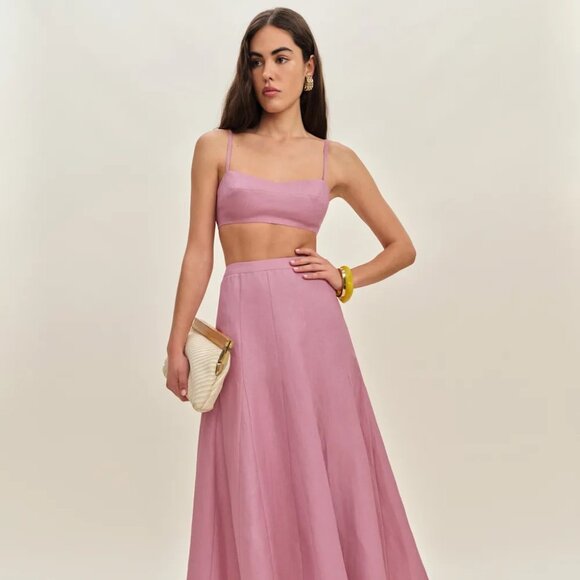 Reformation Jori Linen Two Piece Pink - Size 4